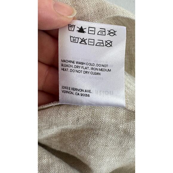 Reformation Dress Womens Medium Beige Linen Halter Open Back Tie Neck Summer - Picture 10 of 11